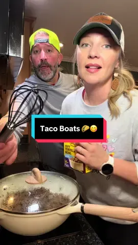 Taco Boats 🌮😋 #calebandheather #couplecomedy #marriedlife #food #foryoupage 