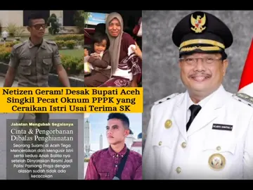 Netizen Geram! Desak Bupati Aceh Singkil Pecat Oknum PPPK yang Ceraikan Istri Usai Terima SK ACEH SINGKIL – DELIKKASUS86.COM — Gelombang kemarahan publik merebak di media sosial usai viral kisah pilu seorang wanita asal Aceh Singkil yang diceraikan oleh suaminya hanya dua hari sebelum pelantikan sebagai Pegawai Pemerintah dengan Perjanjian Kerja (PPPK). Suaminya, yang disebut-sebut merupakan calon PPPK di lingkungan Pemerintah Kabupaten Aceh Singkil, tega meninggalkan sang istri dan dua anak kecil setelah menerima SK PPPK pada 17 Agustus 2025. Padahal, sang istri — Fitri — selama ini dikenal gigih membantu perekonomian keluarga dengan berjualan cabai dan sayur di pasar, bahkan sempat membeli sendiri baju Korpri untuk suaminya menjelang pelantikan. Namun kebahagiaan itu sirna ketika pada 15 Agustus 2025, Fitri menerima surat talak dari suaminya. Ia pun memilih meninggalkan rumah bersama dua anaknya dalam kondisi penuh haru, yang kemudian videonya viral di berbagai platform media sosial seperti TikTok, Facebook, dan Instagram. Desakan Netizen Menggema Ribuan komentar bermunculan di media sosial dengan nada marah dan kecewa. Banyak warganet menilai tindakan oknum PPPK tersebut tidak manusiawi dan tidak mencerminkan moral aparatur negara. “Layak dipecat! Malu-maluin PPPK Aceh Singkil,” tulis akun @cut_rahmawati. “Bupati harus turun tangan. Orang kayak gini gak pantas jadi abdi negara,” sambung akun @zulfan_aceh. Gelombang desakan bahkan mengarah langsung kepada Bupati Aceh Singkil, H. Safriadi Oyon, S.H., agar segera melakukan evaluasi dan pemecatan terhadap oknum PPPK yang tega menceraikan istrinya demi “lembaran baru”. Tuntutan Moral dan Etika ASN Warganet menilai bahwa meski perceraian adalah urusan pribadi, seorang ASN atau PPPK wajib menjaga nama baik institusi dan etika publik. Kasus ini dinilai mencoreng citra pegawai pemerintah, apalagi dilakukan sesaat setelah menerima surat keputusan resmi pengangkatan. “Kalau bisa, Bupati dan BKPSDM bentuk tim etik untuk memeriksa moral dan perilaku PPPK tersebut. Jangan sampai aparatur kita rusak karena perilaku tak bermoral,” tulis salah satu aktivis perempuan di Aceh Singkil dalam unggahan Facebook-nya. Belum Ada Pernyataan Resmi Hingga berita ini diturunkan, belum ada keterangan resmi dari Bupati Aceh Singkil H. Safriadi Oyon, S.H., maupun dari BKPSDM Kabupaten Aceh Singkil terkait sanksi atau langkah pembinaan terhadap oknum PPPK tersebut. Namun, menurut informasi yang beredar di kalangan ASN setempat, kasus ini telah menjadi perhatian serius karena viral secara nasional dan menimbulkan tekanan publik besar terhadap Pemerintah Daerah. #worldnews #videotrending #GlobalNews #fyp #acehsingkil 