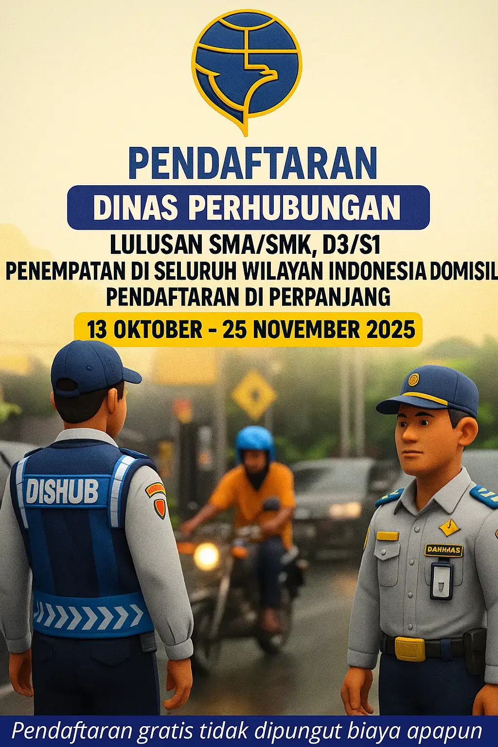 PERSYARATAN: 1. Laki-Laki & Perempuan 2. Lulusan SMA/perguruan tinggi/D3/S1-53 3.Usia Min 18 Tahun Maks 45 Tahun 4. Sehat Jasmani Rohani & Berkelakuan Baik 5.Penempatan Daerah Masing-Masing Domisili Peserta PENDAFTARAN GRATIS TIDAK ADA BIAYA APAPUN SILAHKKAN KLIK WEBSITE DI BIO UNTUK PENDAFTARANNYA #cpns #infocpns #kementrianperhubungan #pendaftarancpns #cpns2025 