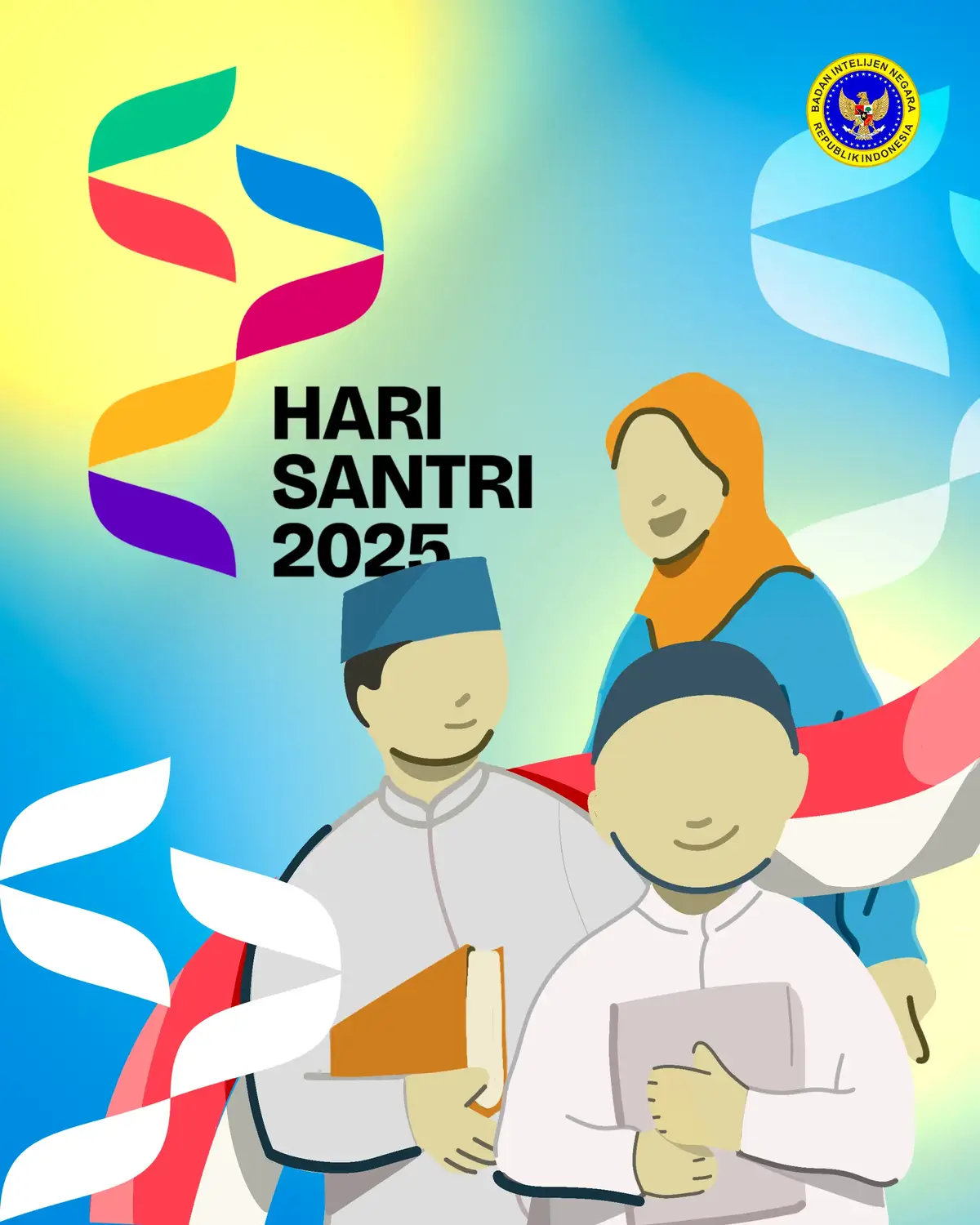 Selamat memperingati Hari Santri Nasional 2025. Hari Santri Nasional hadir untuk menghormati perjuangan dan dedikasi mereka bagi bangsa dan agama. Semoga Hari Santri 2025 menjadi momentum bagi semua santri untuk menguatkan komitmen: menjaga Indonesia merdeka dan menuai kontribusi bagi dunia. Teruslah menebar kebaikan, karya, dan nilai luhur. #Santri #HariSantriNasional #HSN