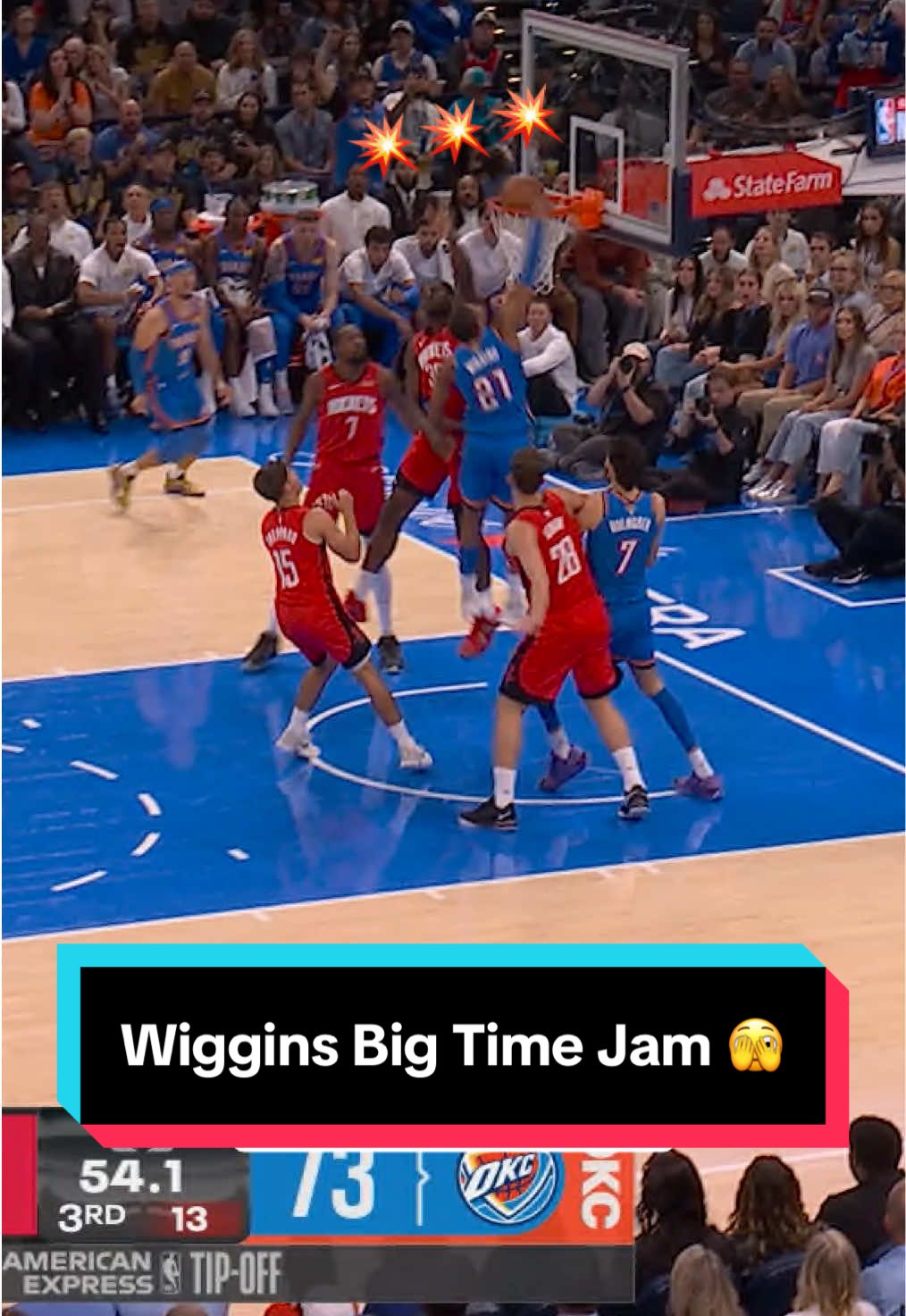 Wiggins with the hammer 🔨 #NBA #basketball #Thunder #AaronWiggins #Dunk