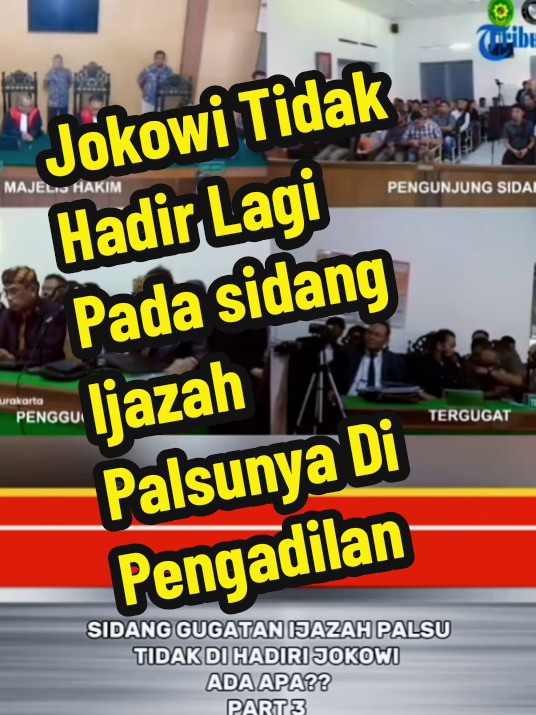 Jokowi Tidak Hadir Lagi  Pada sidang Ijazah Palsunya Di pengadilan.Part 2 #semestatinjunews 