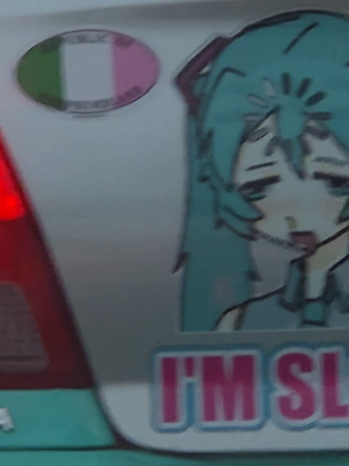 Girl idk who you are but I love the Miku car 😭😭😭  Even had Miku hub caps ughhhhh  #mikuhatsune  #mikucar #vocaloidcosplay  #bufordga  #animegirl 