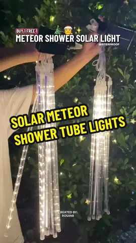 BUY 1 FREE 1 Meteor Shower Solar Tube Light 🎄🎅✨ #meteorshowerlights #solarchristmaslights #solarchristmaslight #tubelight #christmasdecor 