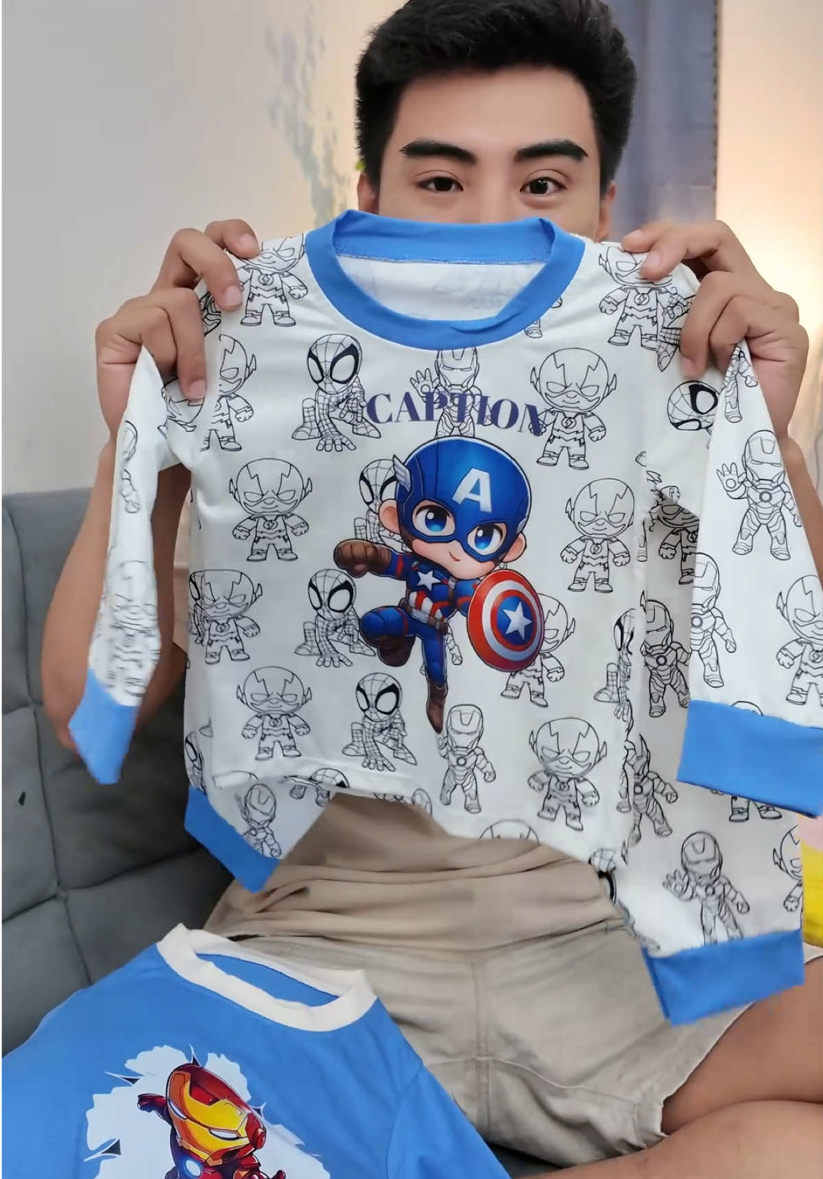 Set siêu nhân dài tay thun cotton cho bé