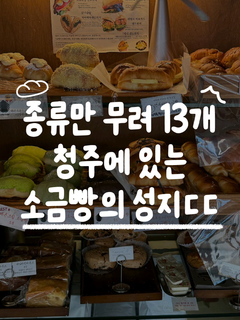 종류만 무려 13가지인 청주 소금빵의 성지 ㄷㄷ 여러분 성안길에 뷔페 수준으로 종류가 다양한 소금빵의 성지가 있는 거 아세요 ?!🥐🥐 명란, 우유크림, 카스테라, 연유버터, 메론크림 등등 무려 13가지의 소금빵이 있는데, 제가 갔을 땐 8가지나 만나볼 수 있었어요 ! 여기 소금빵은 전체적으로 촉촉하고 퐁신한 질감이라 달달하고 묵직한 크림과 버터향의 조합이 정말 환상이였어요 🤤ㅜㅜ ⬇️추천소금빵⬇️ ⋆ 메론소금빵 겉에 있는 메론소보로와 속에 가득 들어간 메론향 가득 달달한 메론크림의 조화가 그냥 미쳤어요 ..! ⋆ 명란소금빵 짭짤고소한 명란소스가 소금빵 위에 잔뜩 발라져 있는데, 감칠맛이 엄청났고 에프에 돌려 먹으면 더 맛있어요 bb ⋆ 카스테라소금빵 겉에 포슬한 카스테라 가루가 가득하고 속엔 바닐라빈이 콕콕 박혀 있는 달달꼬수운 바닐라크림이 아낌없이 들어가 있어요 ! 여긴 정말 크림 맛집이니 꼭 크림필링이 들어간 소금빵으로 드셔주세요 ㅜㅜ !! 📍영동 #커피호스텔 #뭐하지영동 📍청주시 상당구 영동 104-10 🕑매일 10:30 - 22:30 🥐메뉴 - 소금빵 3,500원 - 명란소금빵 5,000원 - 우유크림소금빵 5,200원 - 카스테라소금빵 5,000원 - 연유버터소금빵 4,800원 - 메론크림소금빵 5,800원 - 말차커드소금빵 5,500원 - 뺑오초코소금빵 5,500원 - 먹물치즈소금빵  - 크랙소금빵 - 치즈소금빵 - 갈릭치즈소금빵 - 소세지치즈소금빵 등