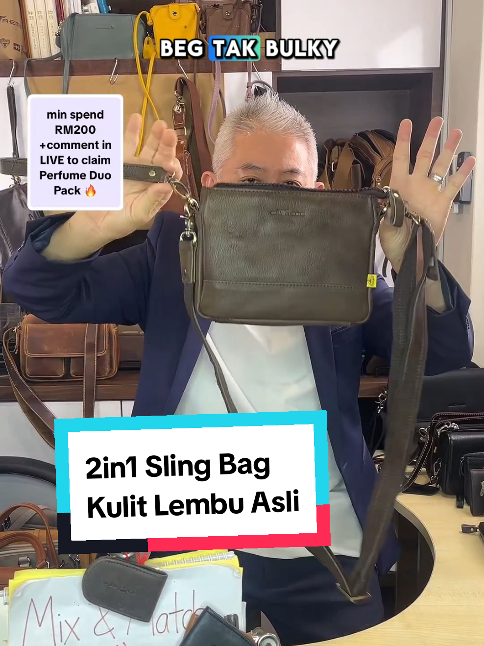 2in1 Sling Bag Kulit Lembu Asli. #unclel #slingbag #clutchbag #begsilang #begtangan 
