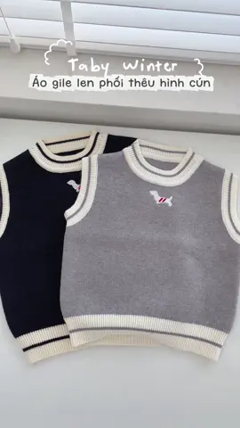 Taby Winter ❄️ Mùa đông thì không thể nào thiếu gile len ấm áp cho bé iu #quanaotreem #thoitrangtreem #quanaochobe #gilelenchobe #aolenchobe 