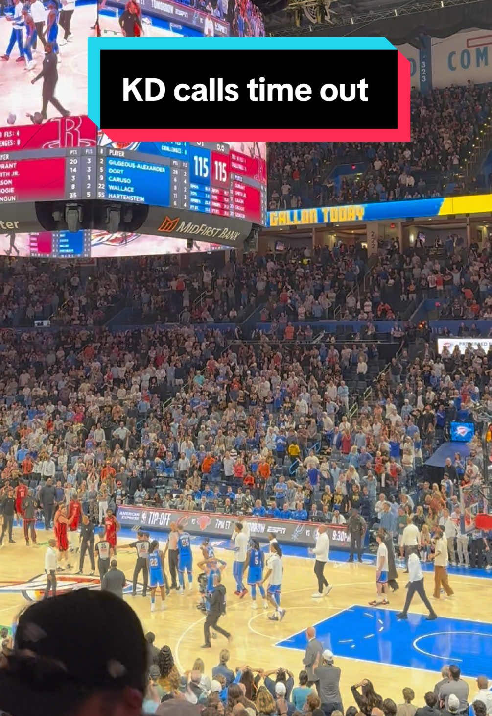 Kevin Durant calls a timeout with none remaining but refs said “no” and the game goes to double overtime #okcthunder #houstonrockets #kd 