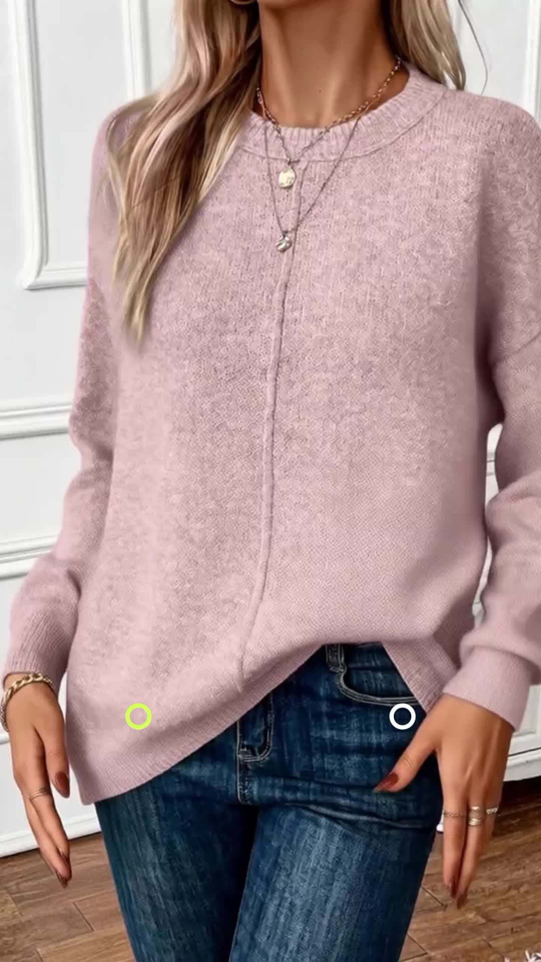 Dusty Pink Ladies' Solid Color Drop Shoulder Sweater Knit Pullover Casual Long Sleeve Round Neck Rib-Knit Basic Tops for Spring Fall #sweater #sweaters #sweatershirt #offtheshouldersweater #womenssweater #knitsweaters #pulloversweater #sweaterhaul #offshouldersweater #spookycatcrewneck