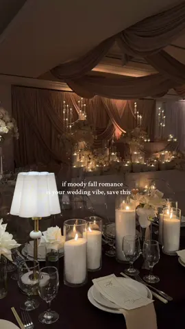 this wedding inspo is a must-save on all wedding mood boards 🥹🤎🍂 chocolate brown, nude linens, sand candles, dim lamps, white florals >>> #weddingmoodboard #fallwedding #weddingreception #weddinginspo #2026brides 