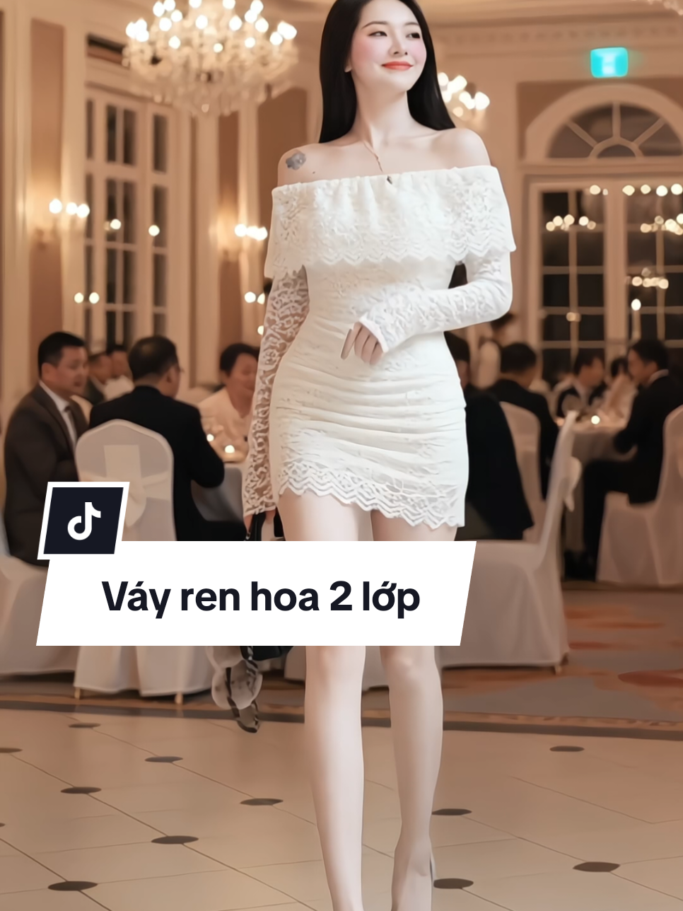 Váy ren hoa 2 lớp, nữ tính, sang trọng và quyến rũ #vayrenhoa #vaydutiec #vaytrevai #vayxinh #xuhuong 
