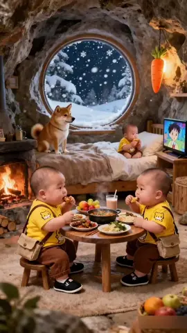 Lovely Little Toddlers Welcome to Winter Enjoying Food Together #ViralShorts #tiktok #tranding #foryou #fyp 