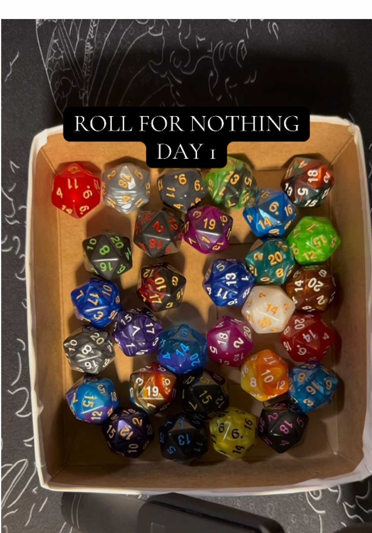 ROLL FOR NOTHING: DAY 1! i have a bunch of dice sitting around and too much free time so i figured i’d do something with it!! lemme know if you wanna see part 2! #rollfornothing #dnd #dandd #dice #dungeonsanddragons 