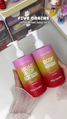 combo sữa tắm - kem dưỡng thể chăm sóc dưỡng da #fivegrains #fivegrainsvietnam #kemduongtrangda #kemduongniacinamide  #suatamtrangda