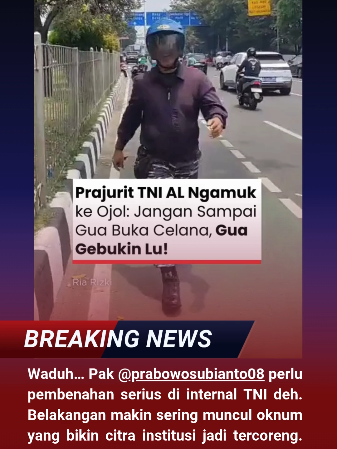 Viral! Ojol Vs Prajurit TNI AL di Grogol — Cuma Gara-Gara Klakson, Langsung Panas dan.....!” 😳 Kronologinya bikin geleng-geleng kepala... Video ini direkam oleh seorang driver ojol di kawasan Grogol, Jakarta Barat. Katanya, si ojol hampir keserempet motor yang dikendarai prajurit TNI AL yang melaju dari jalur Transjakarta dengan kecepatan tinggi. Karena refleks, si ojol langsung klakson. Tapi ternyata si prajurit nggak terima dan adu mulut pun terjadi. Belakangan, pihak TNI AL membenarkan prajurit tersebut adalah Serka OTB dari Lembaga Farmasi Angkatan Laut. Kini yang bersangkutan sedang diperiksa dan bisa diproses hukum kalau terbukti melanggar. Kadang buru-buru boleh, tapi jangan sampai lupa aturan di jalan, ya 😅 video ini diambil oleh driver ojek online (ojol), Senin (20/10/2025). www.suara.com 📢 Dukung terus @_beritainyuk untuk terus berkembang dan menyajikan informasi terkini seputar dunia pendidikan dan sosial. Jangan lupa share & follow @_beritainyuk agar tidak ketinggalan berita terbaru. #BeritaInYuk #Prabowo #TNI #Ojol #ViralJakarta #Grogol #KasusViral #EtikaBerkendara #ViralVideo #BeritaTerkini #FYP #TrendingNow #JakartaUpdate #NetizenMenilai
