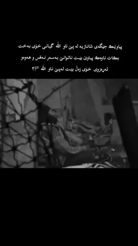 هانێ پیاو هیە شایەنی ئەوە نیە بڵێن ئەو پیاوە لە ئومەتی ️ رسول اللّٰه ️  ﷺ  گەر تۆ لەئەو پیاوی بەخۆتا بچۆوە و لە ️ اللّٰه  بترسە تەنها ئەوە نیە تۆ هاوار بڪەی بڵێ من لەگەڵ دەولە دەم  هەموو شتێڪ ئەرڪی خۆی هیە دینەڪەشمان یاساو ئەرڪی خۆی هیە جێ بەجێی  بڪەن ڕەحمەت تان لێ بێت مابن بەهۆی ئەوی قسە بێ تا سەر برایانی ئیمان دارتان  سەیری ئەوەن بڪەن لە گۆشەیەڪی ئەم دونیا چەند بەبێ ڪەسی گیان ئەدەن و ئازانن ئەوەن هەوەو  ئەرەزویان نابو بەڵام هەموو شتێڪ یان فڕێ دە و بەسەر نەفس یان زەڵ بون فی سبیل️ اللّٰه  ئێوەش باش و بەڕێڪی یاساڪەنی ️ اللّٰه  جێ بەجێ بڪەن  لەبەر دونیایەڪی ڪاتی بەهەشت لەدەست مادان 