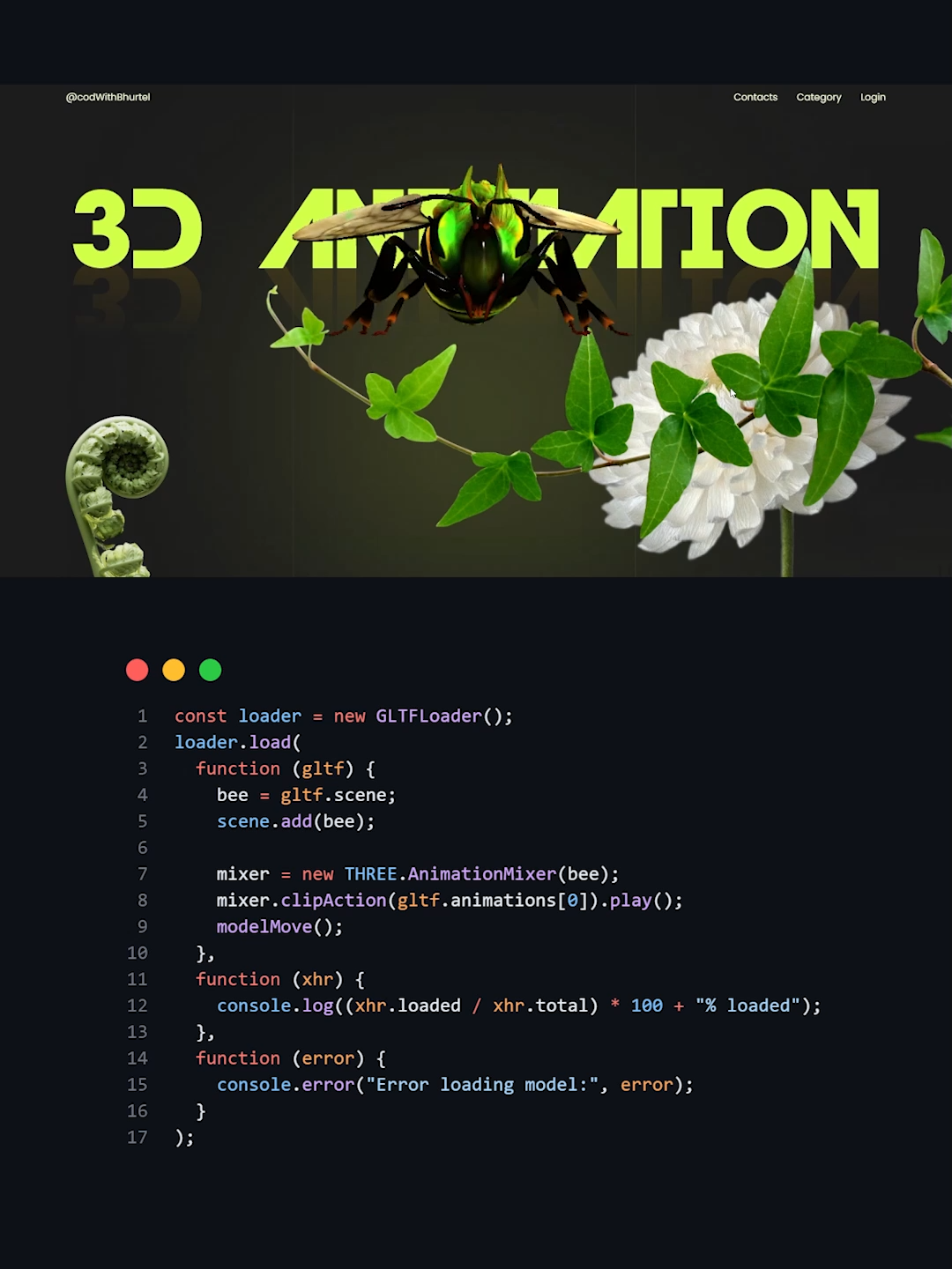 3D Bee Animation Using JavaScript! #htmlcss #webdevelopment #computerscience #fyppppppppppppppppppppppp