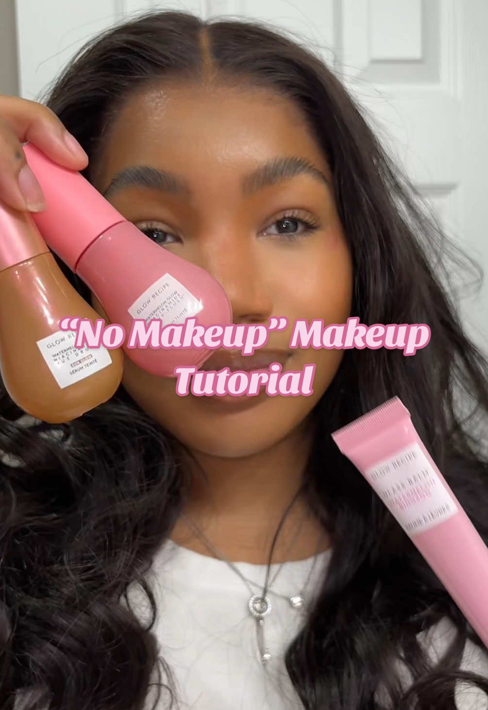 Glowy no makeup makeup look using @Glow Recipe 🍉✨ #nomakeup #makeup #glowrecipe #blackgirlmakeup 