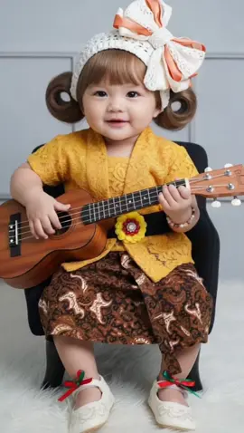 Si kecil tampil gemas mengenakan kebaya kuning dan batik sambil memainkan ukulele 🎶 Hari ini dia menyanyikan lagu Jawa “Ojo Kakean Sambat” dengan ekspresi yang bikin hati adem ❤️ #BabyJawa#OjoKakeanSambat#AnakIndonesia#KebayaBatikStyle#GemesinBanget