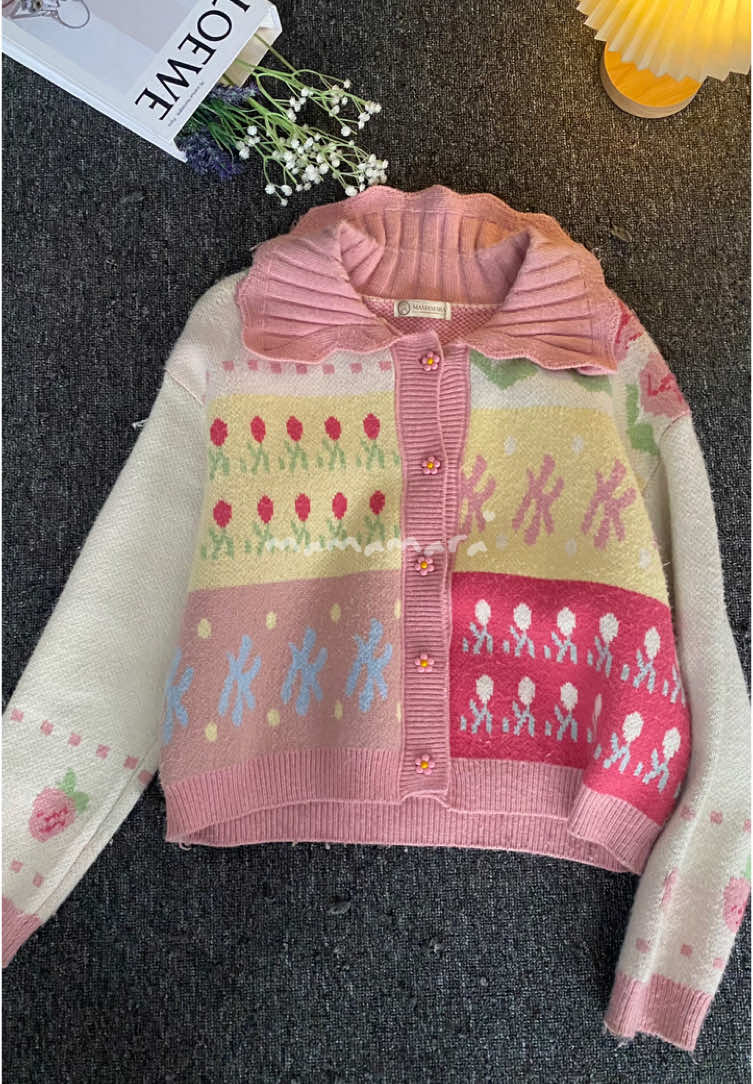 Cardigan Rajut Flower 🫶🏻💗🧸#cardigan ##cardiganoutfit #mamamara #fypviraltiktok🖤シ゚☆♡ 