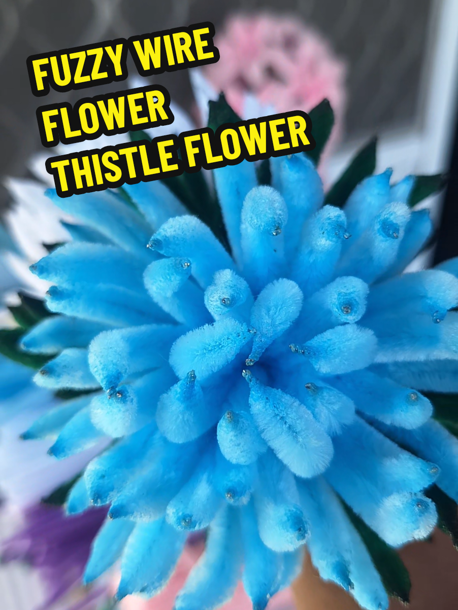 Fuzzy wire flower,thistle flower.. sa mga fuzzy wire crafters na naghahanap ng makapal at magandang quality ng fuzzy wire, try this shops too.  #fuzzywire #pipecleaner #fuzzyflowers #diyflowers #crafters 