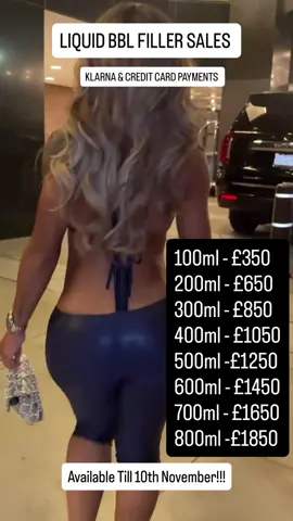 🔥 Hot deal alert! 🔥 Get the curves you’ve always wanted with £££ off Liquid BBL Filler. Book your consultation now and take advantage of this limited-time discount!  #BBLTransformation #LiquidButtLift #DiscountOffer #AestheticGoals