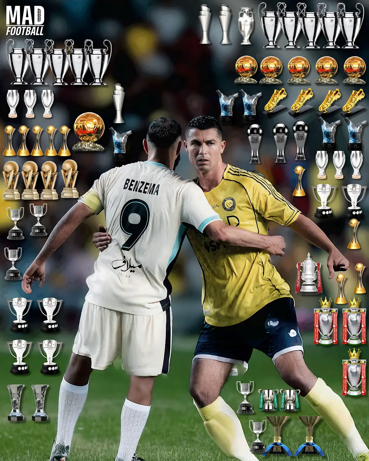 Cristiano Ronaldo and Karim Benzema now play in the Saudi League. Their careers have achieved countless milestones and unforgettable moments. ⚽🌟 Español: Cristiano Ronaldo y Karim Benzema juegan ahora en la liga saudí. Sus carreras han alcanzado innumerables hitos y momentos inolvidables. ⚽🌟