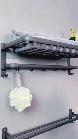 Giá treo khăn có thiết kế kệ để đồ tiện lợi không lo bị rơi đồ khi tắm#giadungthongminh #thietbigiadinh #trangtrinhatam 