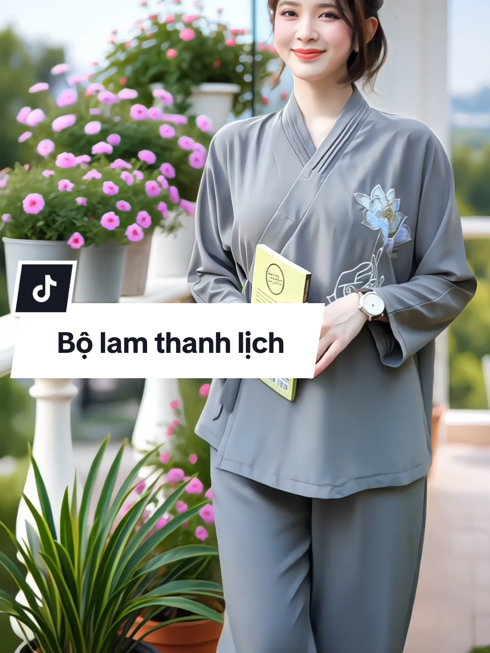 Bộ đồ lam đi chùa thêu hoa sen trang nhã thanh lịch #bodolam #setdolam #bolamdichua #bolamnu #xuhuong 