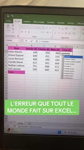 Commente « Excel » pour un ebook !  Voici une astuce sur Excel pour apprendre à faire un total avec un raccourci très simple. Terminé la fonction Somme ou tout autre perte de temps. Gagnez en productivité avec cette astuce Excel !  #excel #exceltips #astuces #viralvideos #apprendresurtiktok 