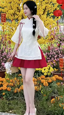 SÉT ÁO DÀI CÁCH TÂN THÊU HOA ĐÍNH NƠ KÈM CHÂN VÁY XÒE TRẺ TRUNG MẶC TẾT SIÊU XINH CÓ 3 MÀU 2026 #setaodaicachtan #aodaicachtan #thoitrangtet #xuhuong #tet2026 