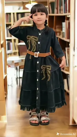 Azura Long Dress Jeans Mote Pita anak perempuan #fyppp #dressanak 