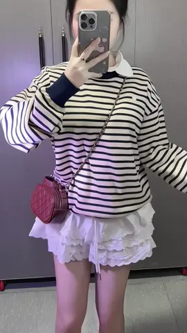 Áo len Dài Tay Kẻ Sọc Cổ Thuyền nữ #aolennu #phoidodep #thoitrangnu #xuhuongtiktok 