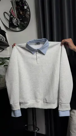 Áo sweater dài tay phối sơ mi  #fyp #aothun #aothunboxy #aothungiare  #sweater 