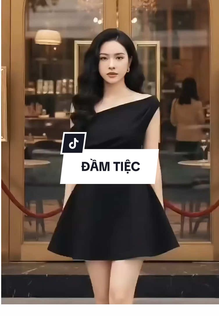 Chiếc đầm đen mini quyến rũ cho nàng thích sự tinh tế! 🔥 Thiết kế lệch vai, dáng xòe ôm eo cực chuẩn! #thoitrangnu #damnuxinh #damthietke #damditiec #damden 