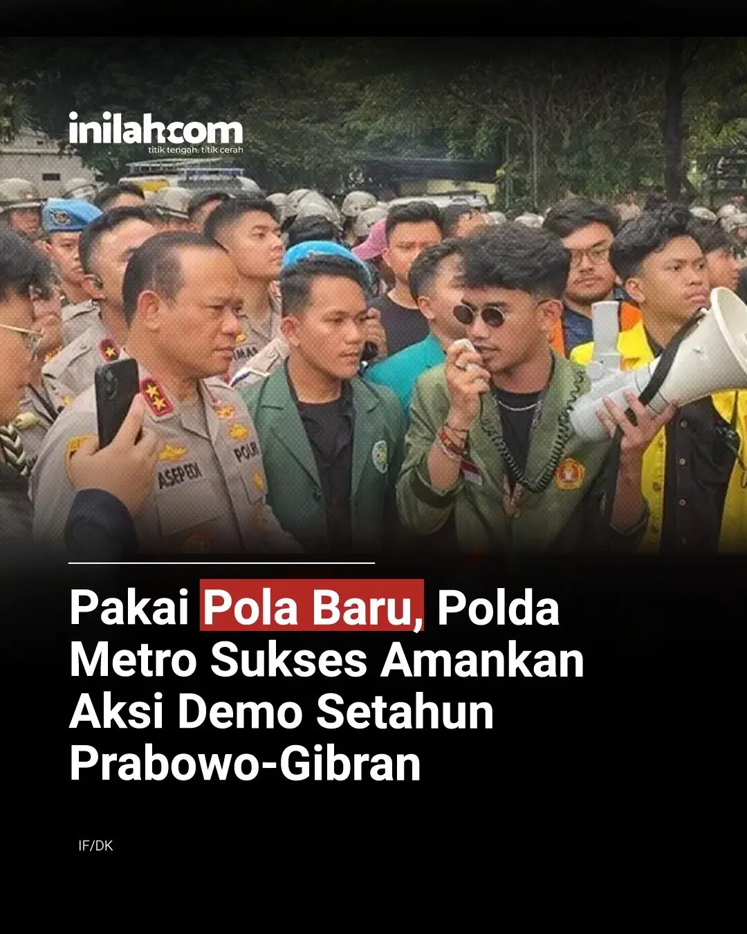 Polda Metro Jaya mencatat keberhasilan dalam menjaga keamanan dan ketertiban selama aksi unjuk rasa memperingati satu tahun pemerintahan Presiden Prabowo Subianto dan Wakil Presiden Gibran Rakabuming Raka pada 20 Oktober 2025. Seluruh rangkaian kegiatan berjalan kondusif, aman, dan tertib berkat pendekatan baru yang diterapkan yukni  layanan masyarakat. Kapolda Metro Jaya Irjen Pol Asep Edi Suheri mengatakan, pihaknya kini mengedepankan pendekatan baru berbasis pelayanan masyarakat dalam menangani aksi unjuk rasa. Jika sebelumnya kepolisian menggunakan pola rencana pengamanan, kini paradigma tersebut diubah menjadi pelayanan. 