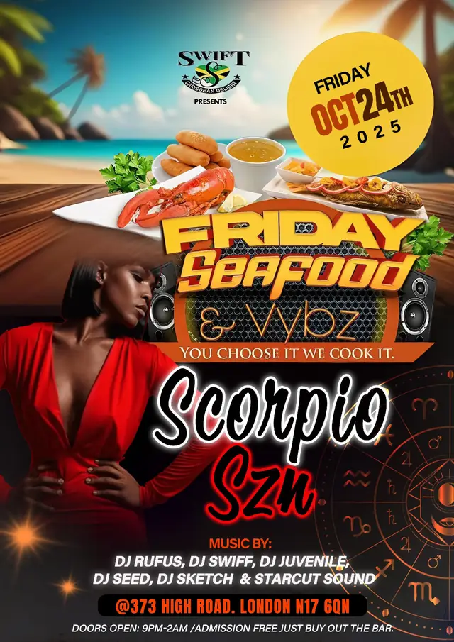 this weekend at the hot spot please come out early swift caribbean delights bar&chill high road N17 6QN 🔥 