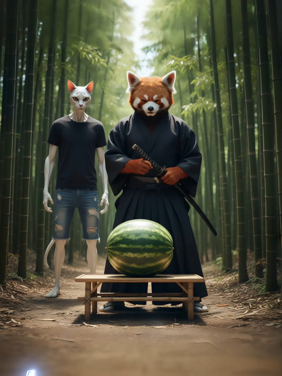Watermelon Carving Contest: Who Will Win? #catsoftiktok #catstory #aicat #cat #poorcat 