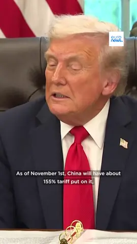 US President Donald Trump said the US will move forward with a 155% tariff on China starting Nov 1, despite his stated wish to keep “friendly” relations with Beijing.