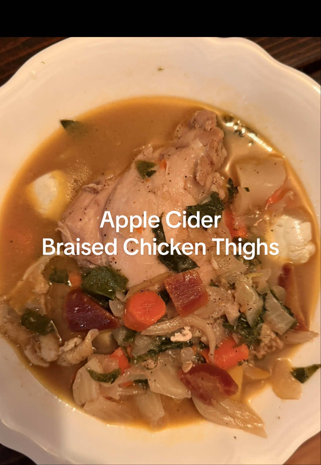 Braised Apple Cider Chicken Thighs with fennel, rainbow carrots, patty pan squash and sage #dinnerrecipe #fallrecipe #braisedchicken #cookwithme