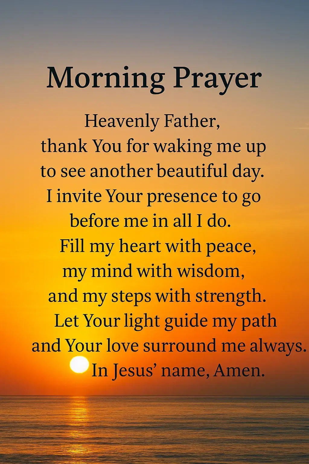 ☀️ Morning Prayer 🌿 Start your day with peace and faith. Speak this over your morning and let God lead your steps. 💛 #MorningPrayer #FaithTalksDaily #DailyDeclarations #GodIsGood #PeacefulMorning