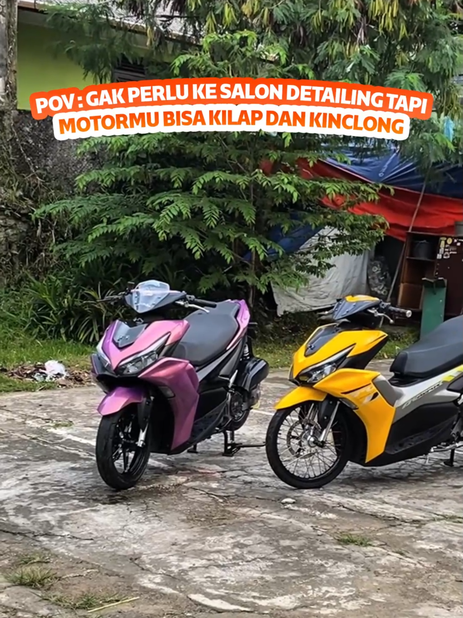 POV : gak perlu ke salon detailing, tapi motormu tetap bisa kilap dan kinclong !!! rahasianya ada di keranjang kuning #pengkilapbodymotor #quickglossandshine #variomodifikasi #aeroxmodifikasi
