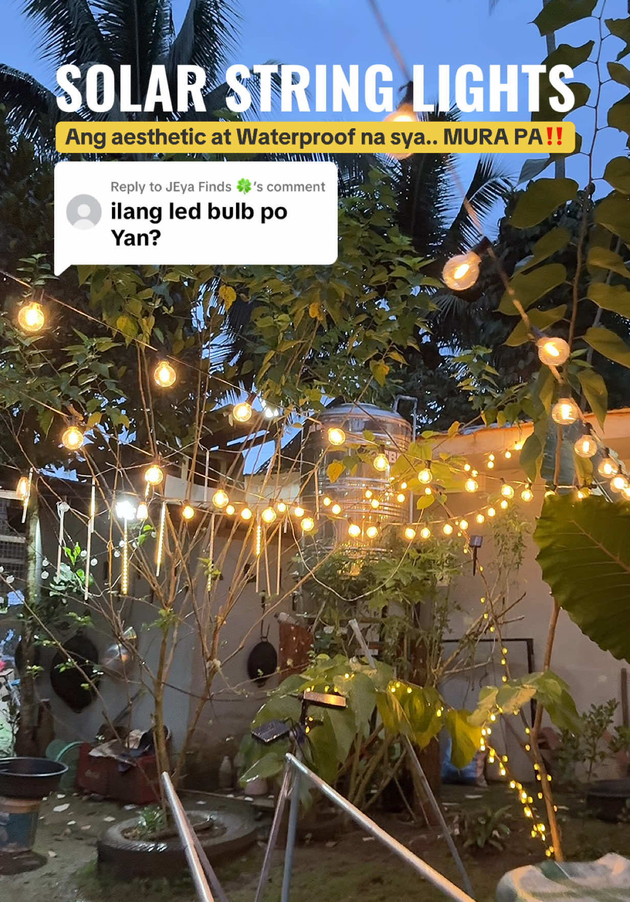 Replying to @JEya Finds 🍀 Ang ganda, Ang aesthetic at Solar pa kaya tipid sa kuryente tong String lights #solarlights #stringlights #solargardenlight #gardenlights #ledlights 