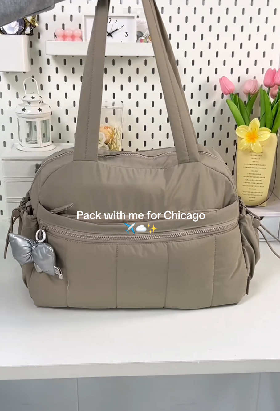 Pack with me for Chicago✈️☁️#bagsmart #travelbag #totebag #workbag #gymbag 
