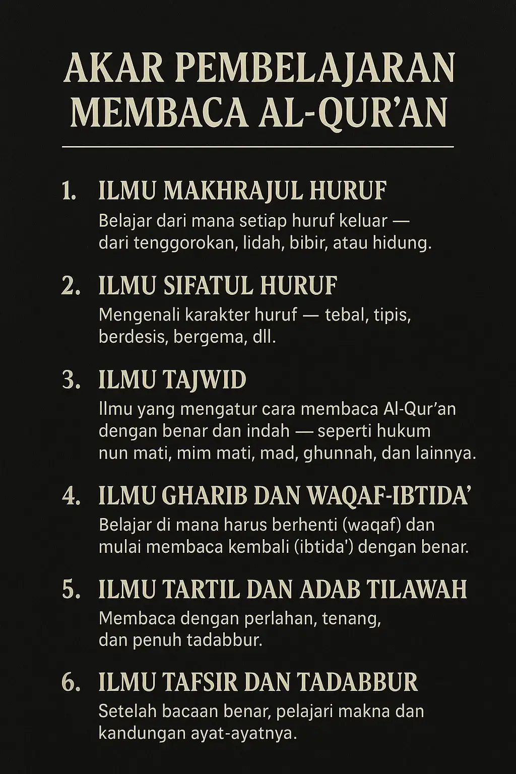 Banyak orang membaca Al-Qur’an, tapi belum tentu tahu apa saja yang seharusnya dipelajari agar bacaannya benar dan hatinya tersentuh. #fyp #tajwid  #belajarquran #alquran #gharib 