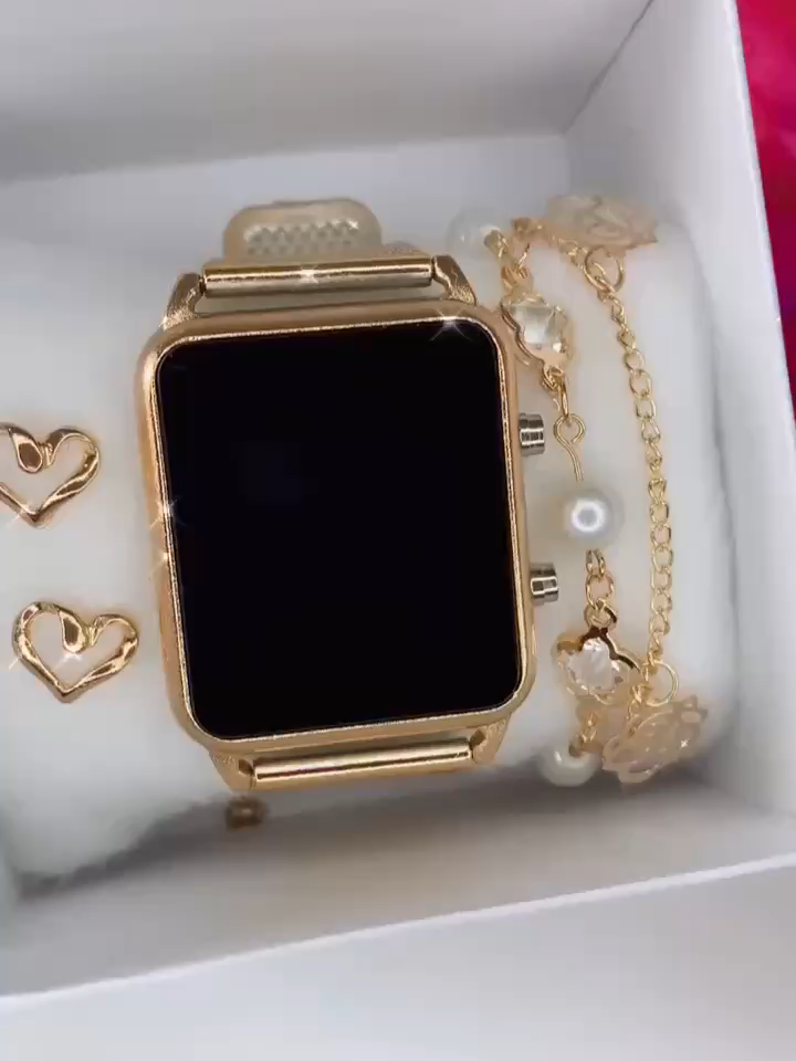 🛍 Relogio feminino kit digital led relógio, brinco, pulseira e caixa ~De R$ 39,00~ 💥 *Por R$ 27,97* 🛒 Compre aqui 👉 https://s.shopee.com.br/7V7y0TLmiZ ⚠️ *Promoção sujeita à alteração de preço e estoque do site*