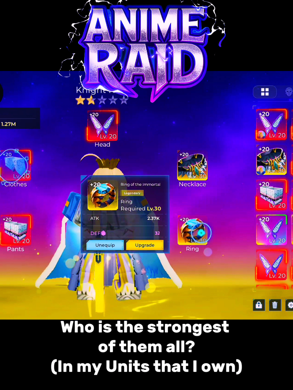 Who is the strongest of them all? (In my Units that I own) in anime raids  #fyp #gaming #roblox #robloxfyp #animeraid 