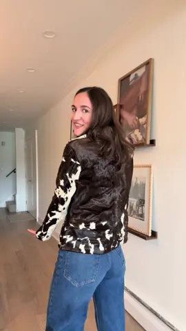 This jacket is about to become my entire personality  #cowhide #jacket #etsyfinds #fallfashion #fallstyle 