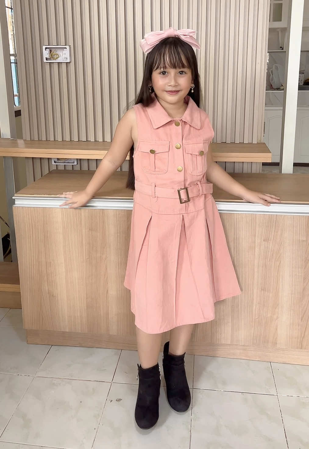 This sleeveless cute collared dress with belt gives that Korean chic look your little girl will love! Made from comfy soft denim fabric — stylish, breathable, and perfect for ages 2–12 years old 👧 Ideal for parties, mall days, or everyday OOTD moments 🌸 #denimdress #koreandress #stylishdress #cutedress #kidsootd 